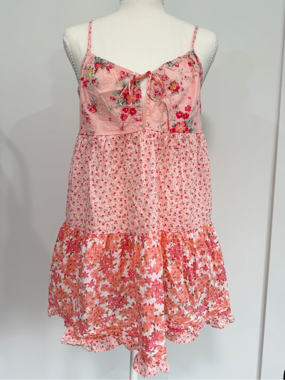 Victoria's Secret Vintage Pink Floral Tiered Slip Dress